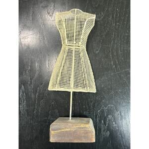 Rustic Mesh Beige dress Form- mini table top accent- decor, earring hanger 12"